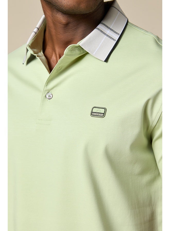 Mannerism The Limecrest Lime Green Polo in Breathable Cotton Comfort Fit - Image 2